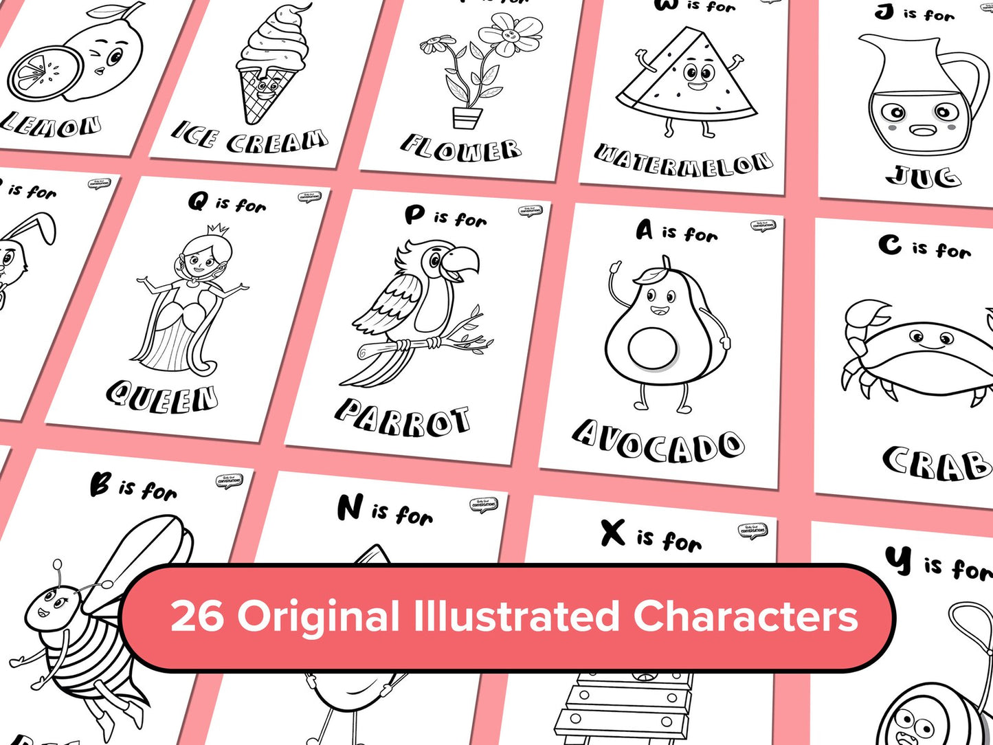 26 Kids ABC Colouring Pages - Digital Download